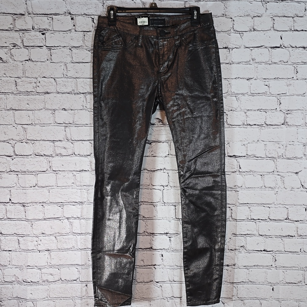 Rock & Republic Shiny Metallic "Kashmiere" Skinny Jeans Size 8 NWT - Picture 3 of 13